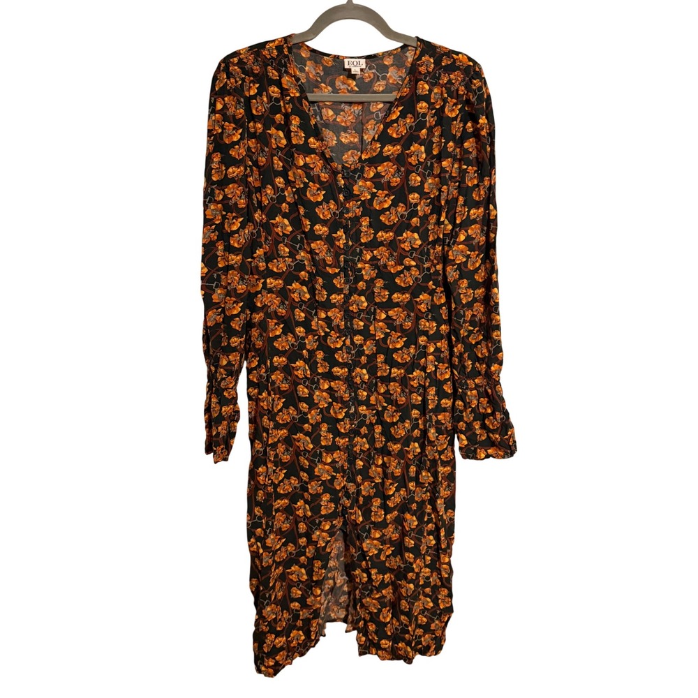 EQL by Kerrits Equestrian Floral Bit Print Button Front Midi Dress Horse Western